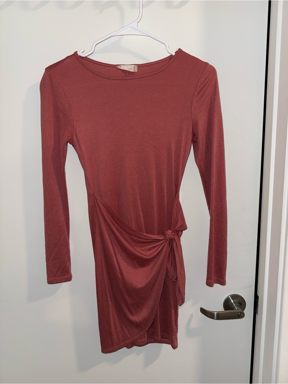 Altar'd State Mauve Rose Long-Sleeve Side Knot Dress